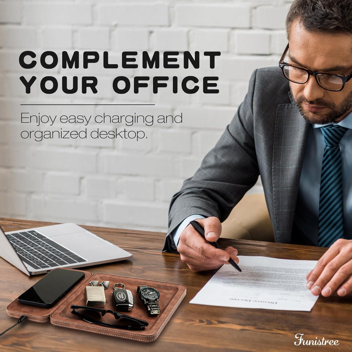 Bandeja de Carga Inalámbrica de Cuero Funistree 15W