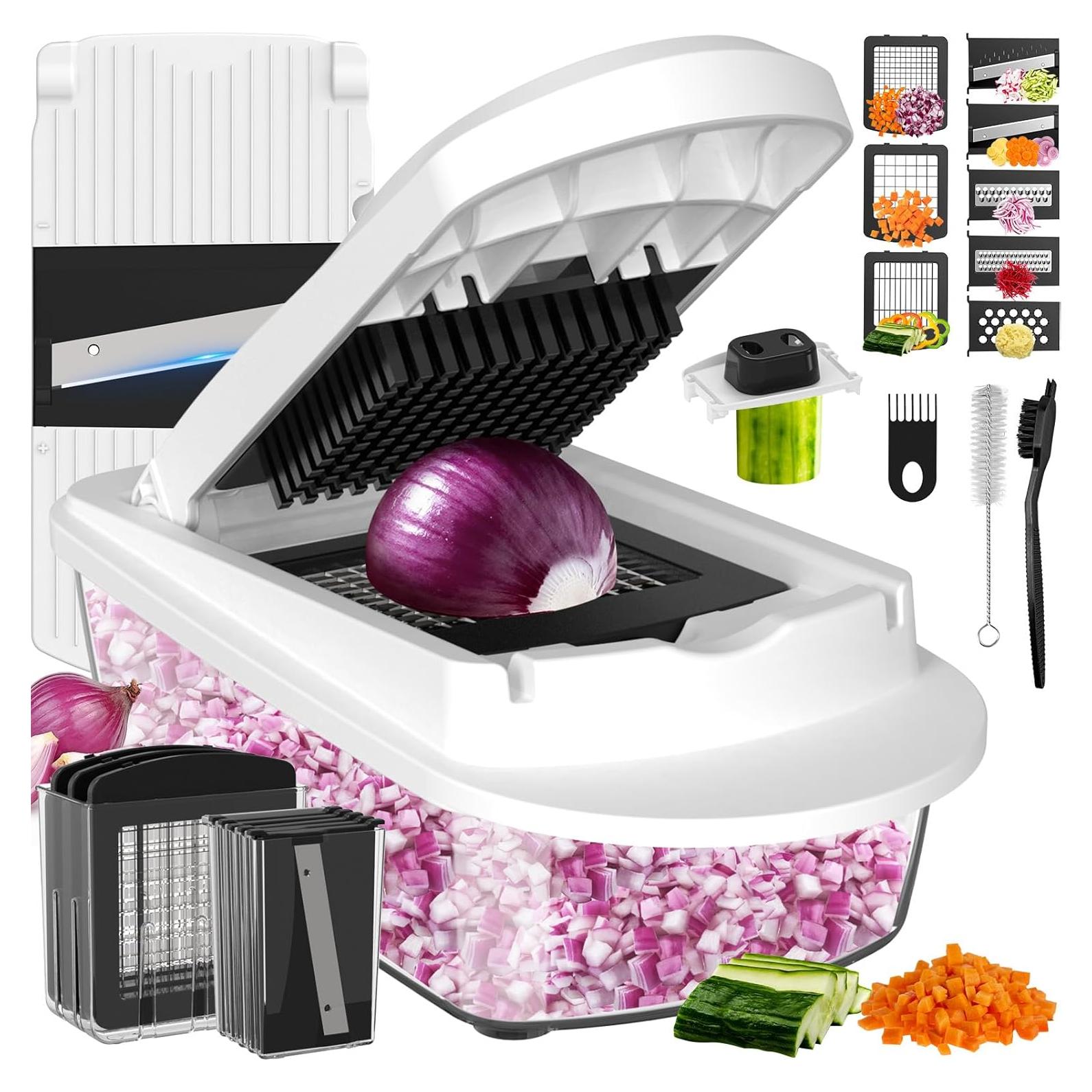 Cortador de Verduras Ukeetap 8 Cuchillas con Contenedor Blanco