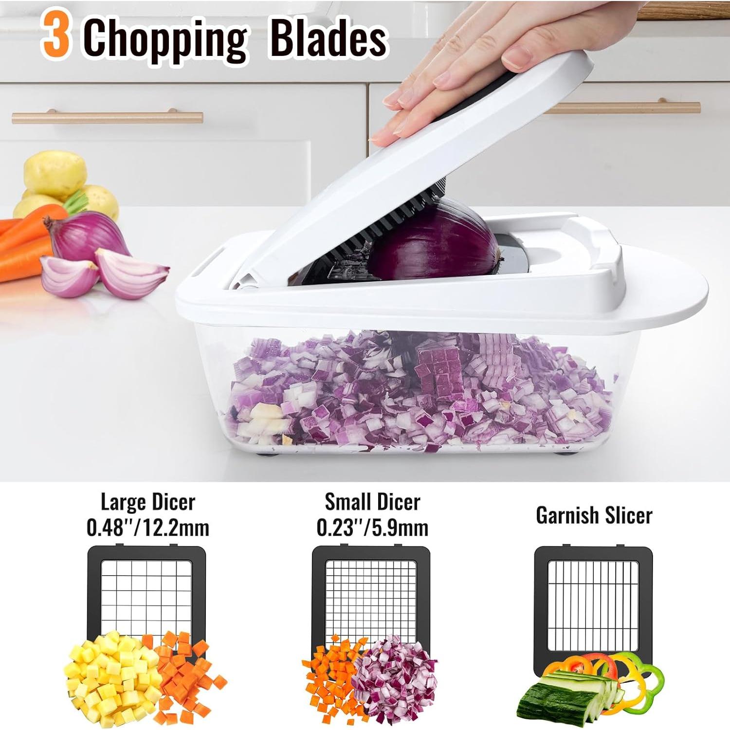 Cortador de Verduras Ukeetap 8 Cuchillas con Contenedor Blanco