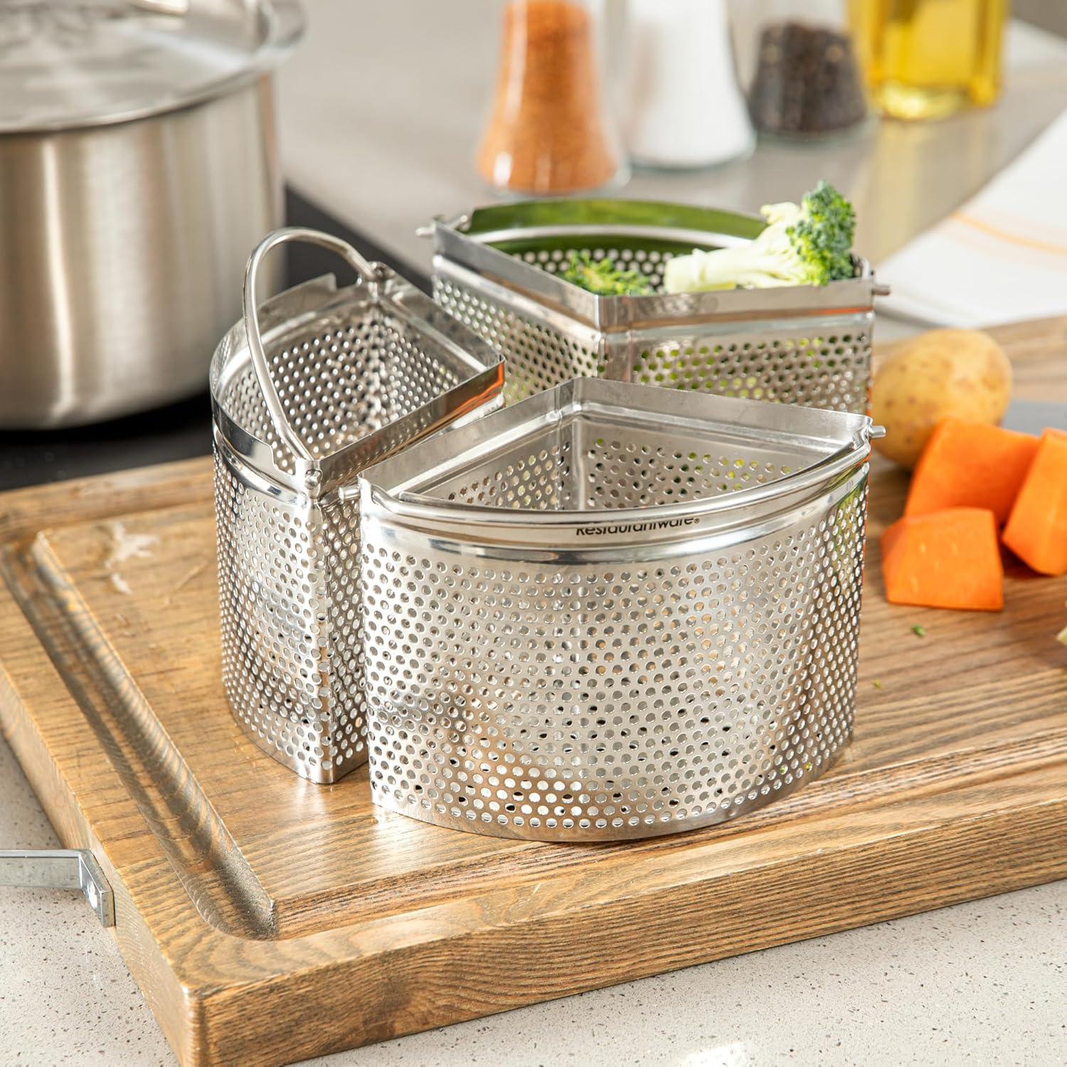 Cesta de Vapor 3 Piezas Restaurantware Acero Inoxidable 18.4 cm