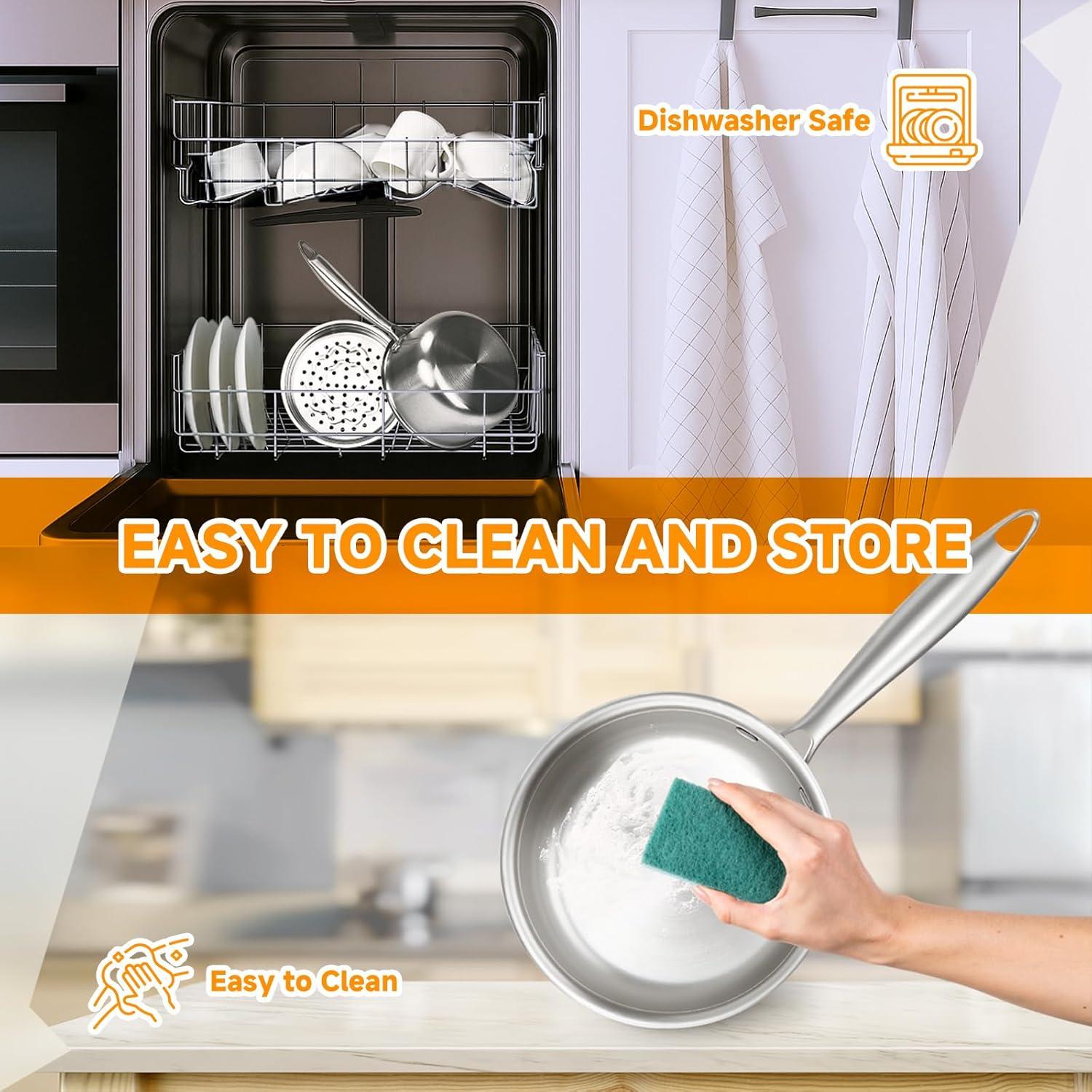 Cacerola Vaporera Ohtomber 1.5L Acero Inoxidable Antiadherente