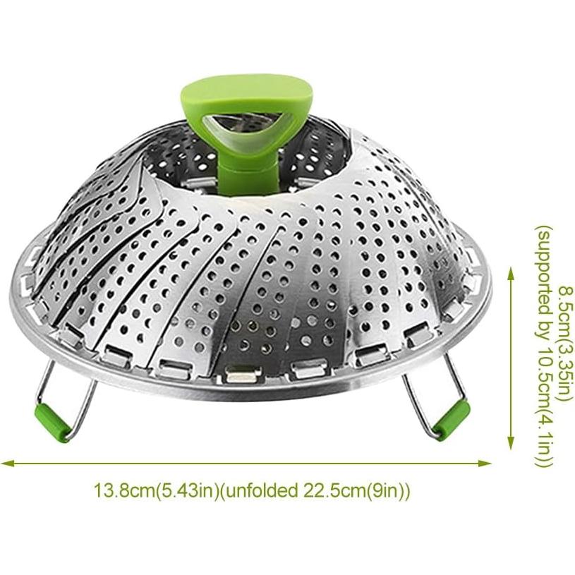 Cesta de Vapor Plegable Acero Inoxidable 5.5 a 9 Pulgadas