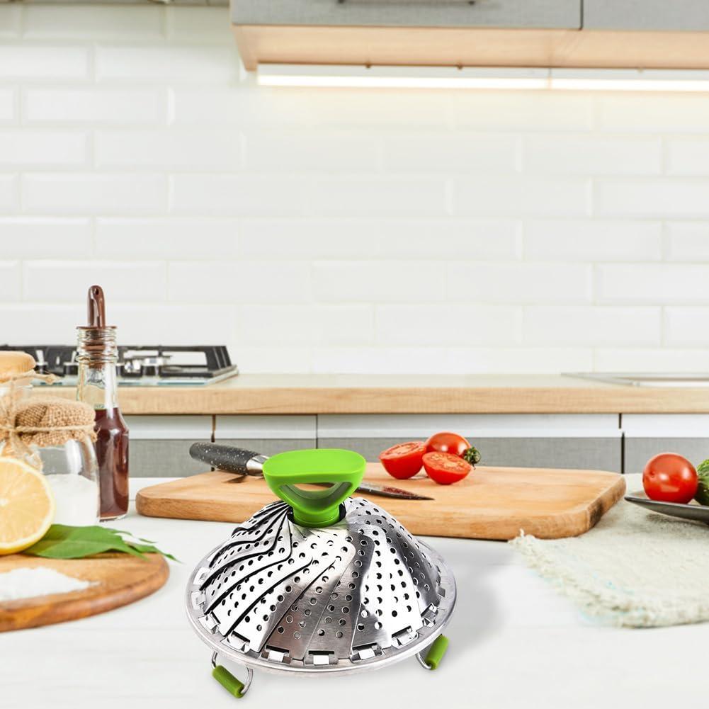 Cesta de Vapor Plegable Acero Inoxidable 5.5 a 9 Pulgadas