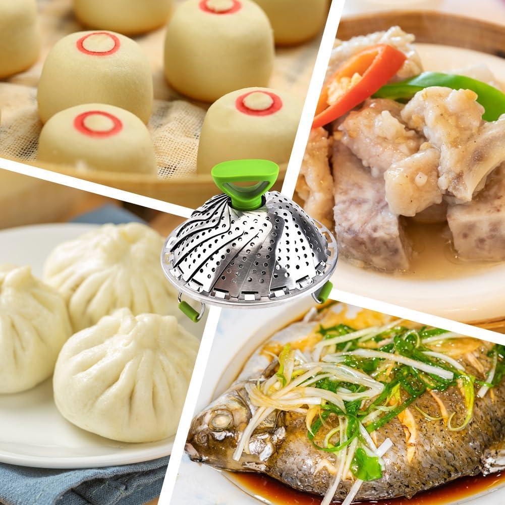 Cesta de Vapor Plegable Acero Inoxidable 5.5 a 9 Pulgadas