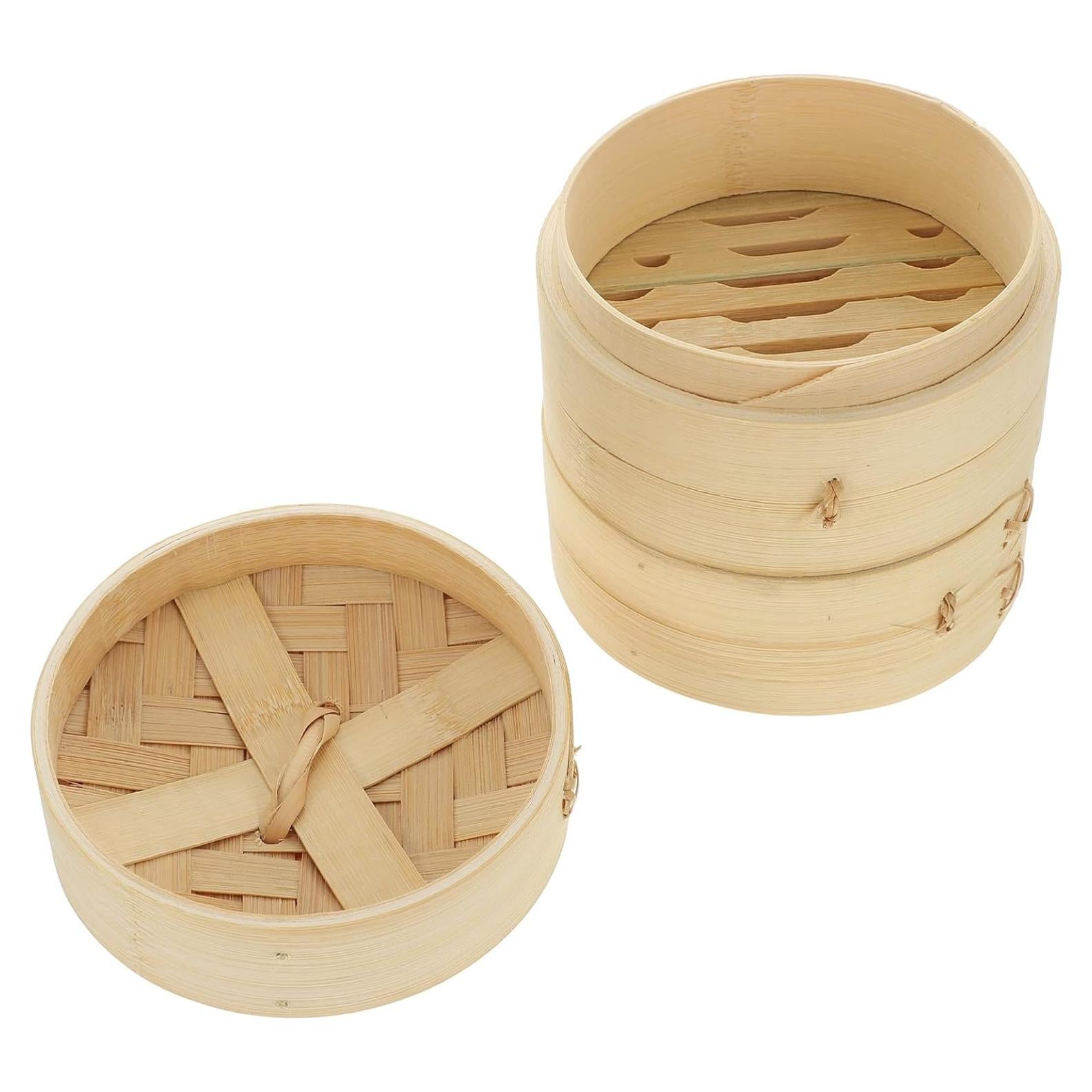 Juego de cestas de vapor de bambú Cabilock 3 piezas 12 cm