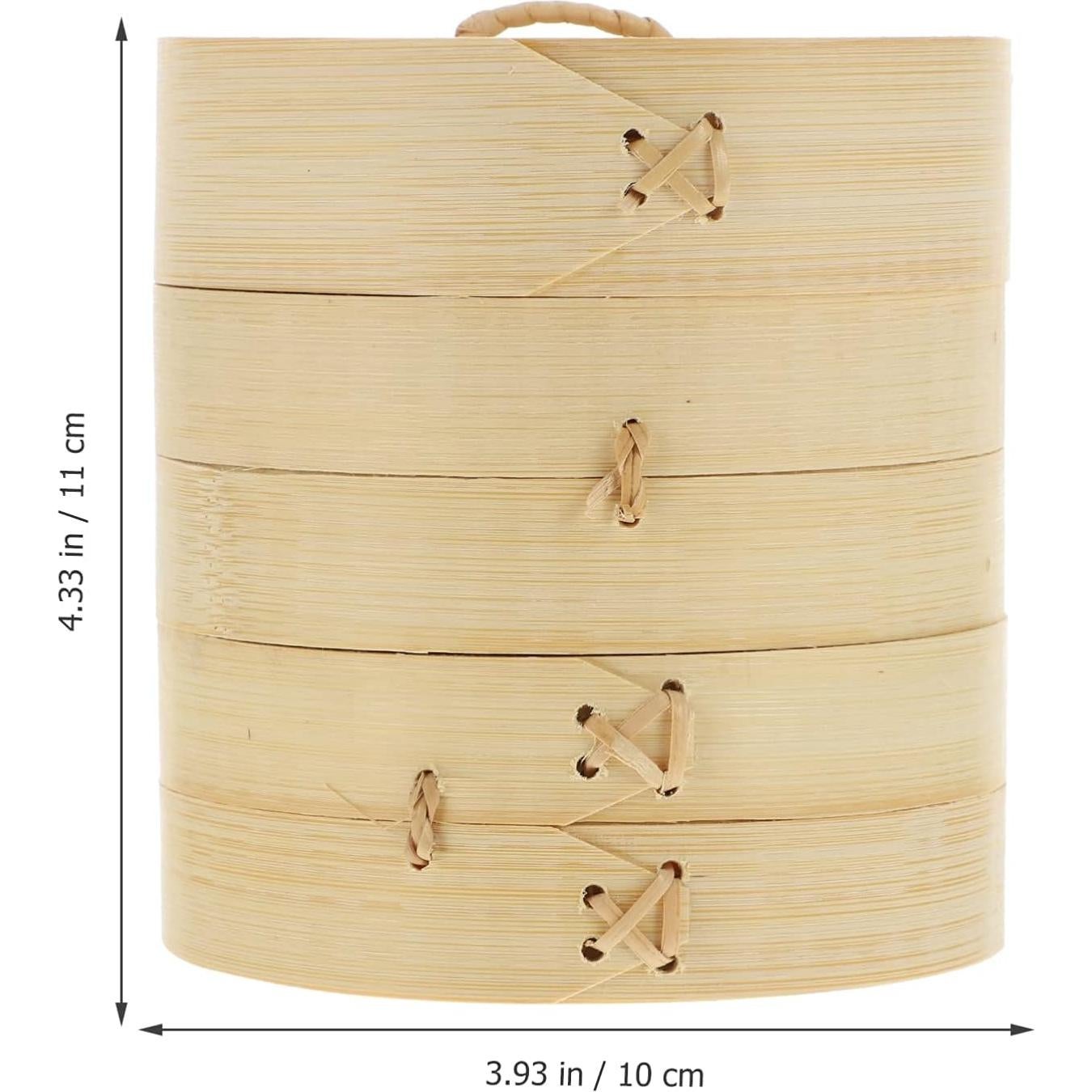 Juego de cestas de vapor de bambú Cabilock 3 piezas 12 cm