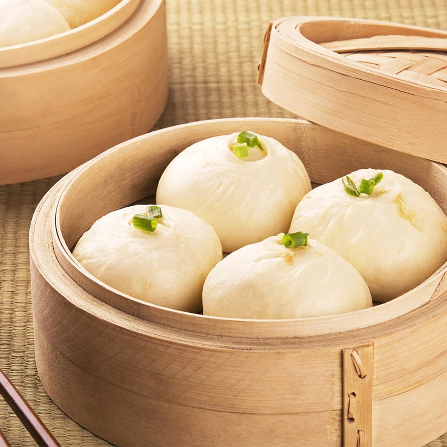 Juego de cestas de vapor de bambú Cabilock 3 piezas 12 cm