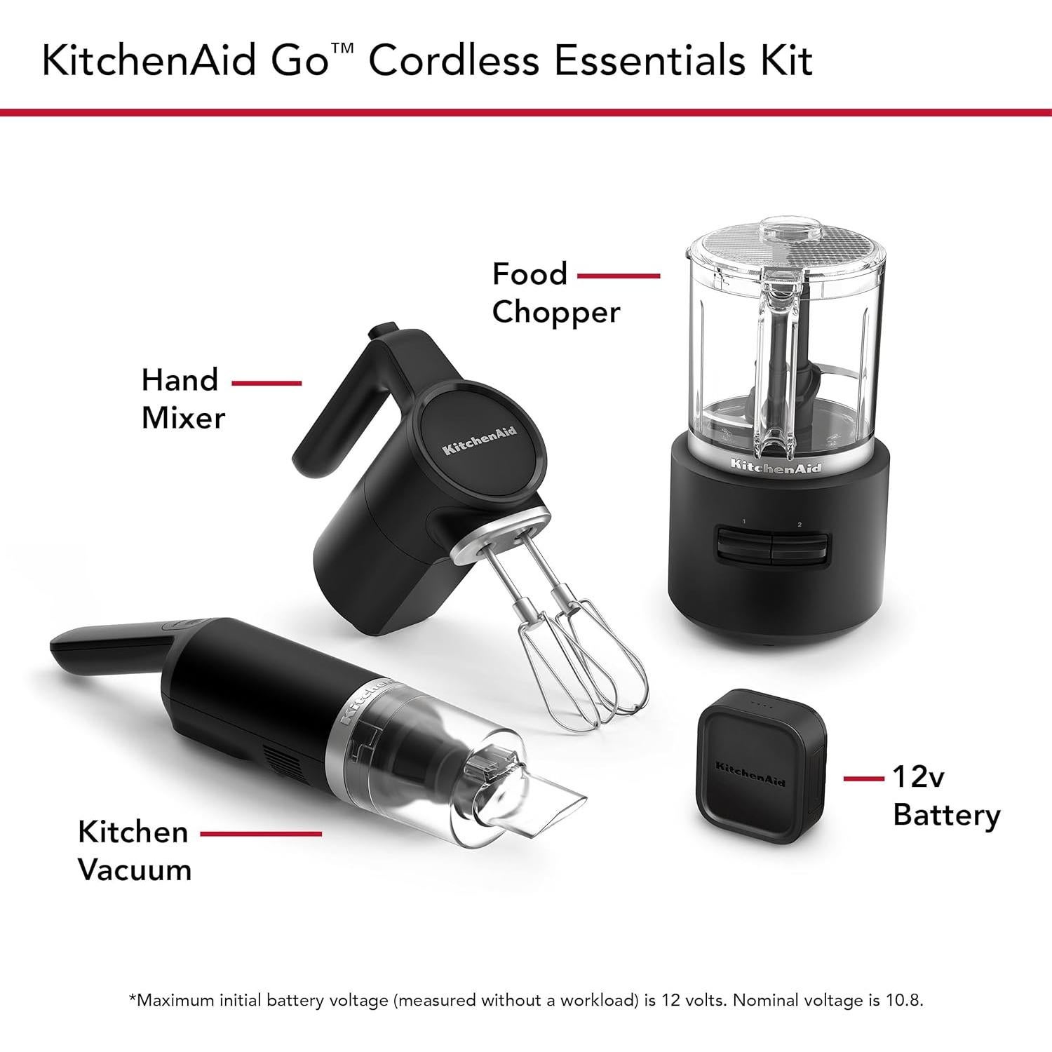 Kit Inalámbrico KitchenAid Go KBUR131 - Batidora, Picadora y Aspiradora