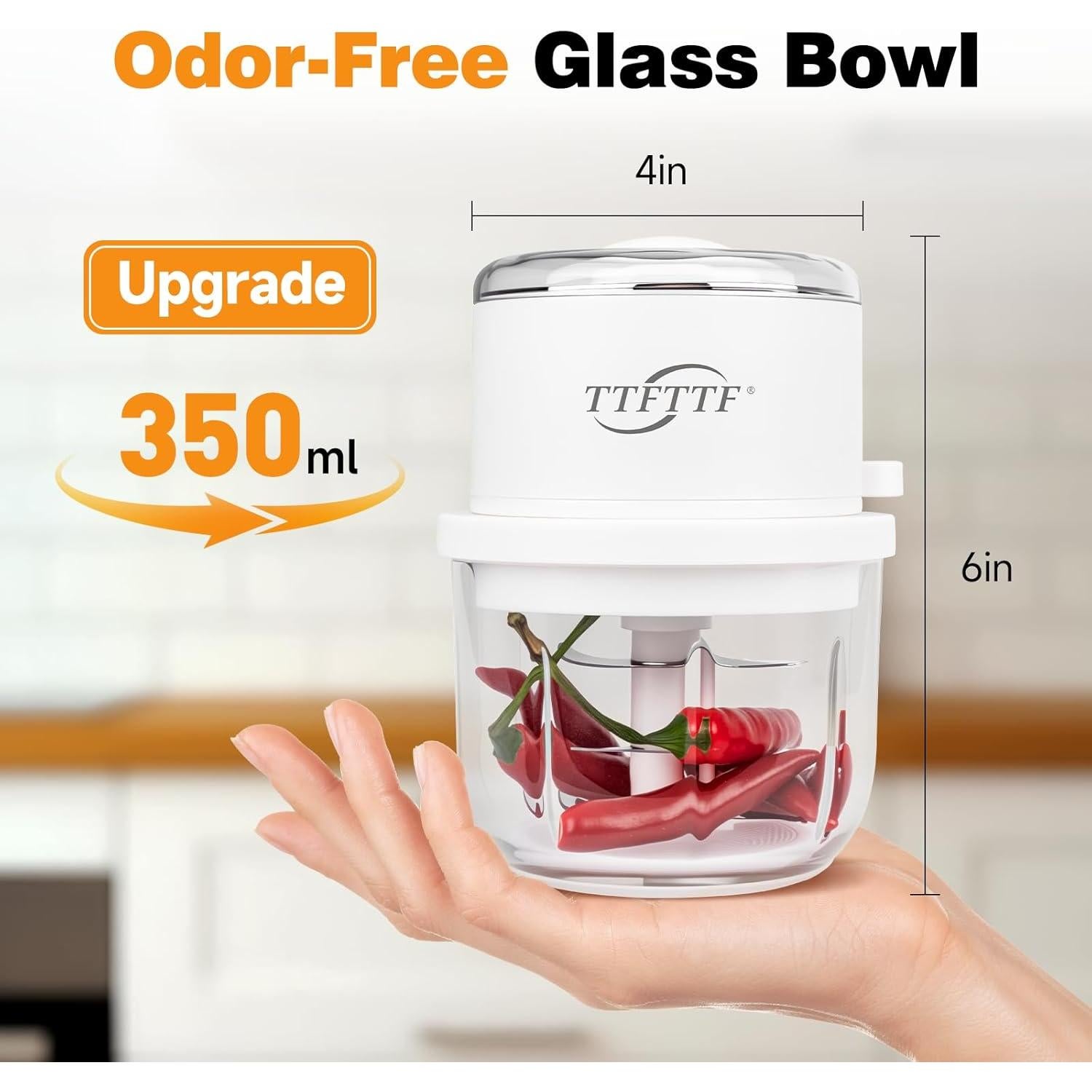 Picador de Ajo Eléctrico TTFTTF 350ML Inalámbrico USB-C