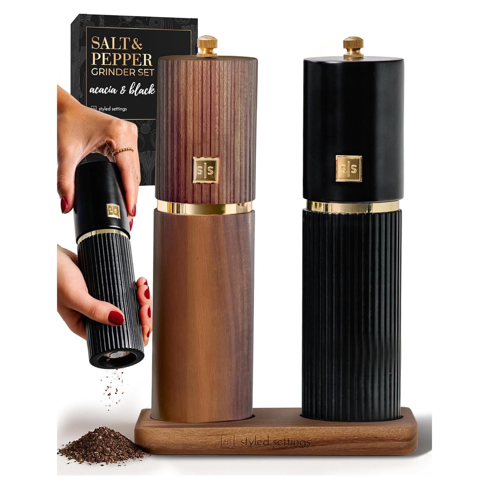 Juego de Molinillos de Sal y Pimienta STYLED SETTINGS - Madera de Acacia