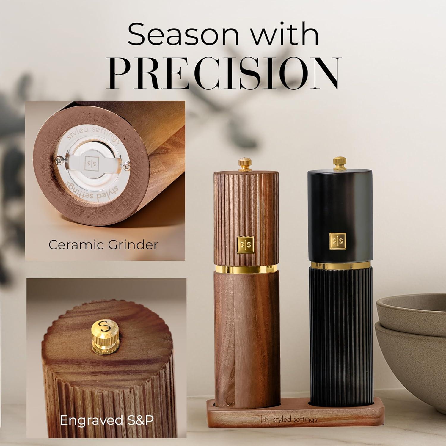 Juego de Molinillos de Sal y Pimienta STYLED SETTINGS - Madera de Acacia