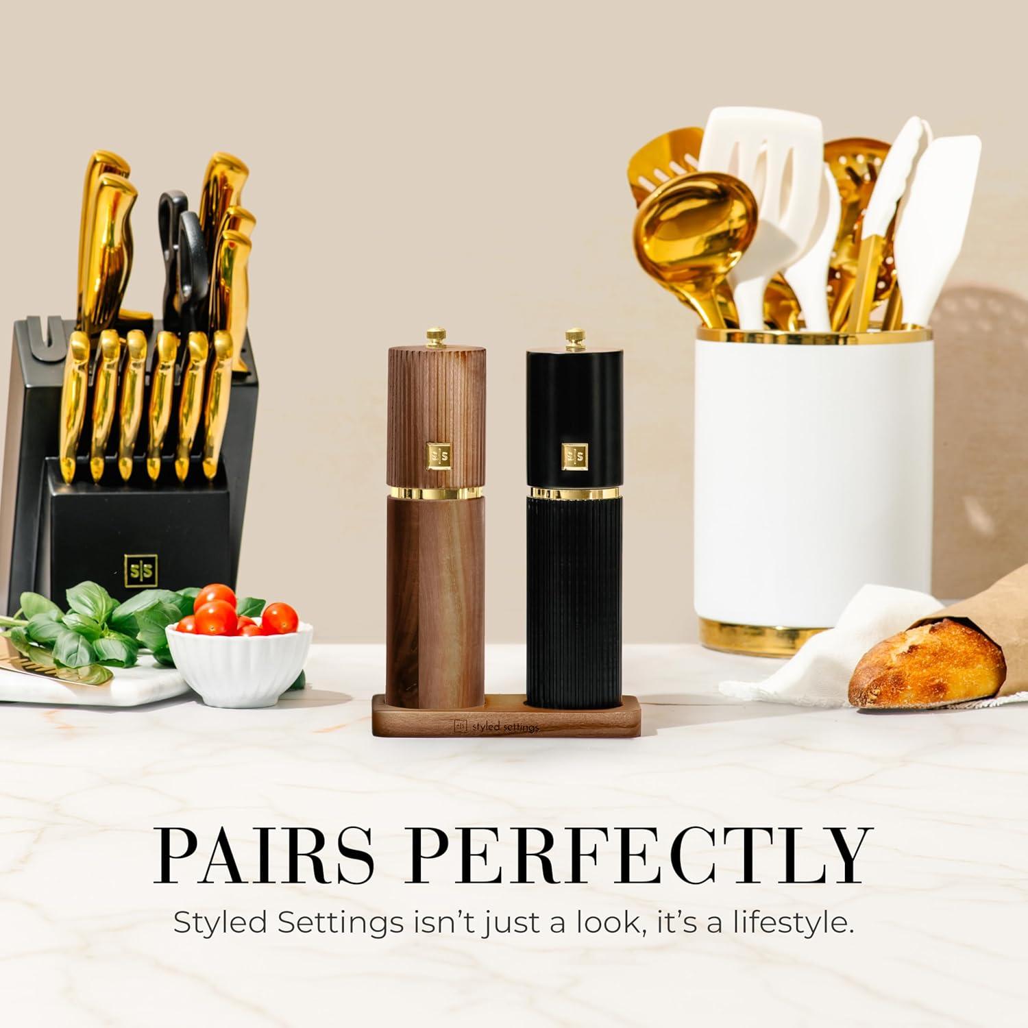 Juego de Molinillos de Sal y Pimienta STYLED SETTINGS - Madera de Acacia