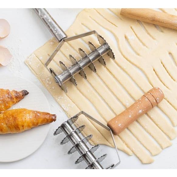 Cortador de Masa de Acero Inoxidable ASEANAO con Mango de Madera