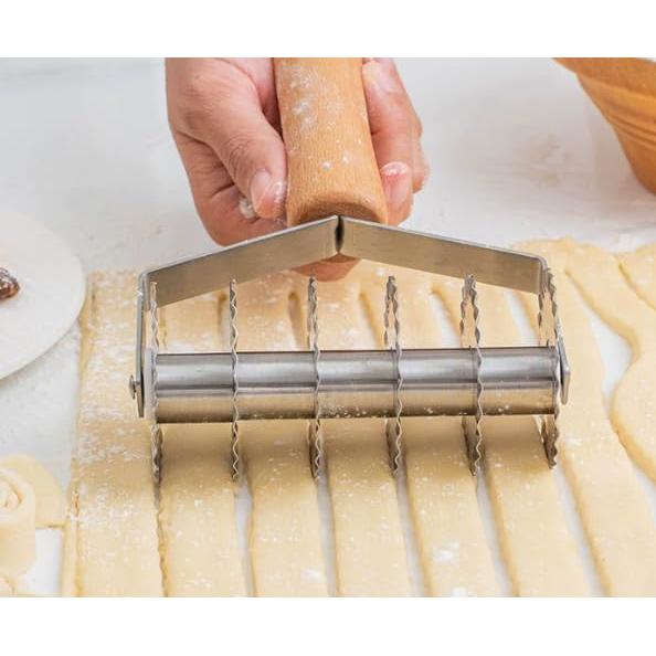 Cortador de Masa de Acero Inoxidable ASEANAO con Mango de Madera