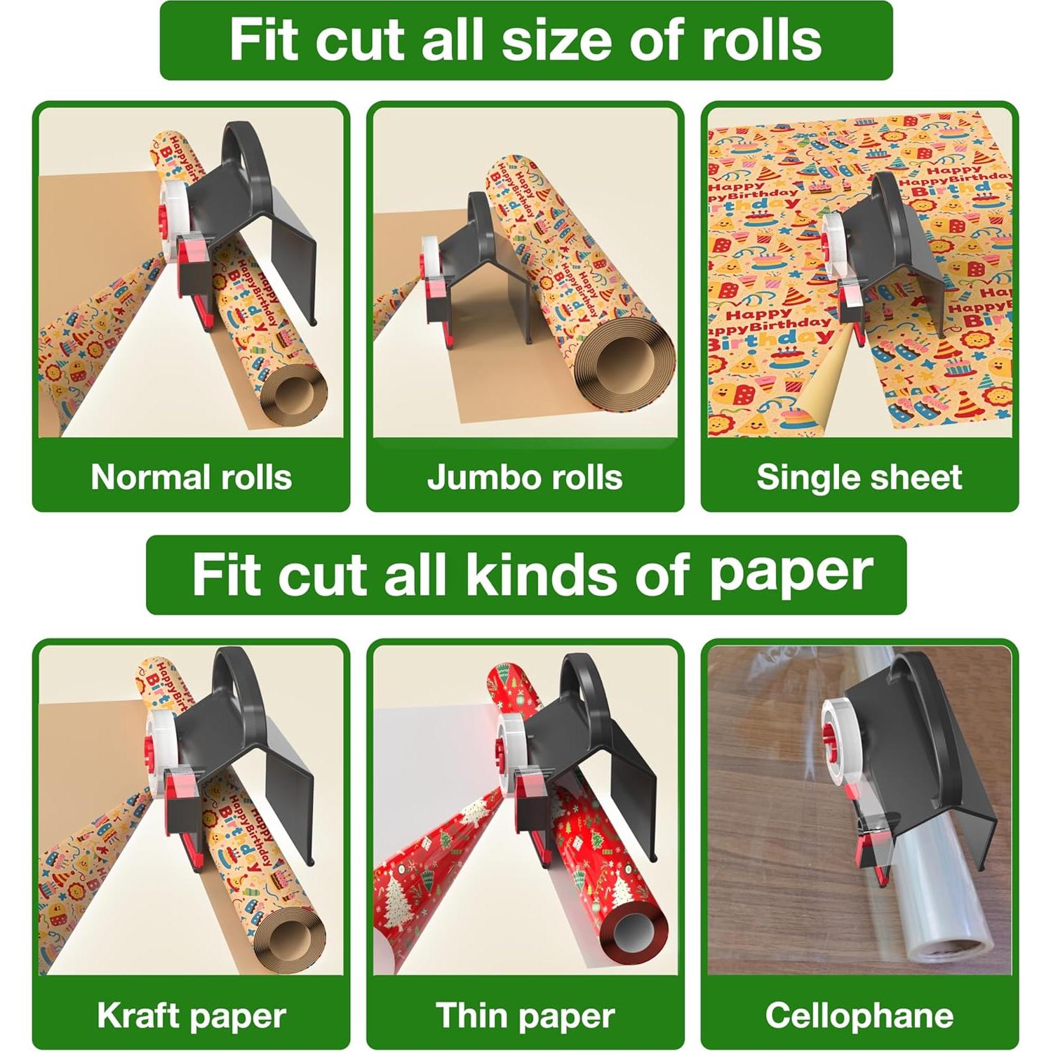 Cortador de Papel de Regalo y Dispensador de Cinta Wraprocut - 2 Piezas