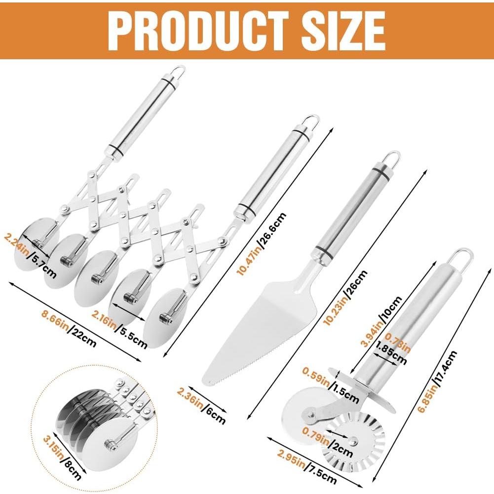Cortador de Masa de 5 Ruedas Acero Inoxidable Mlesi 26.6x22cm