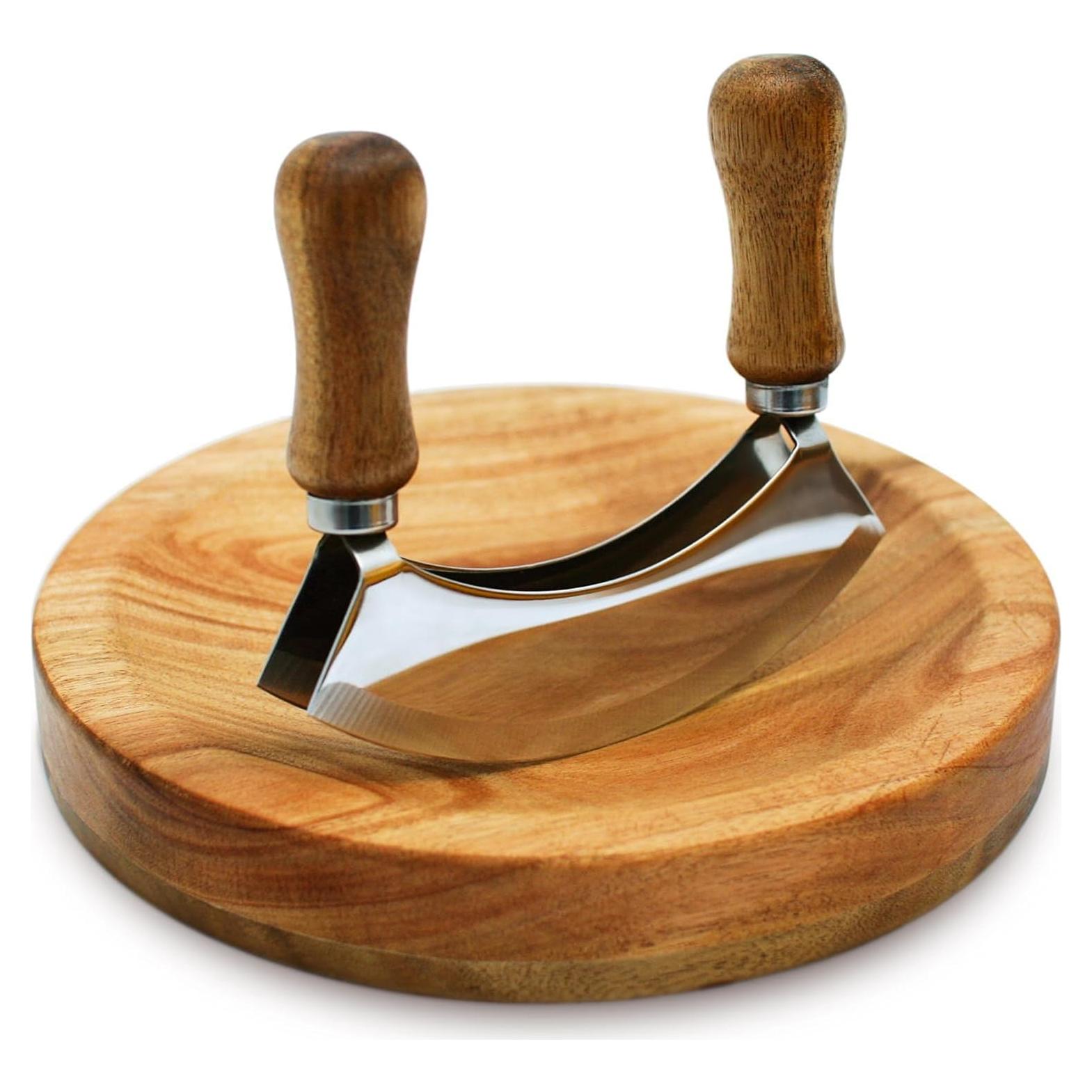 Cuchillo Mezzaluna TIYOORTA con Tabla de Cortar 20.32 cm