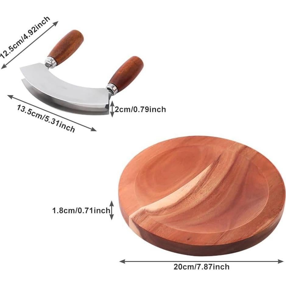 Cuchillo Mezzaluna TIYOORTA con Tabla de Cortar 20.32 cm