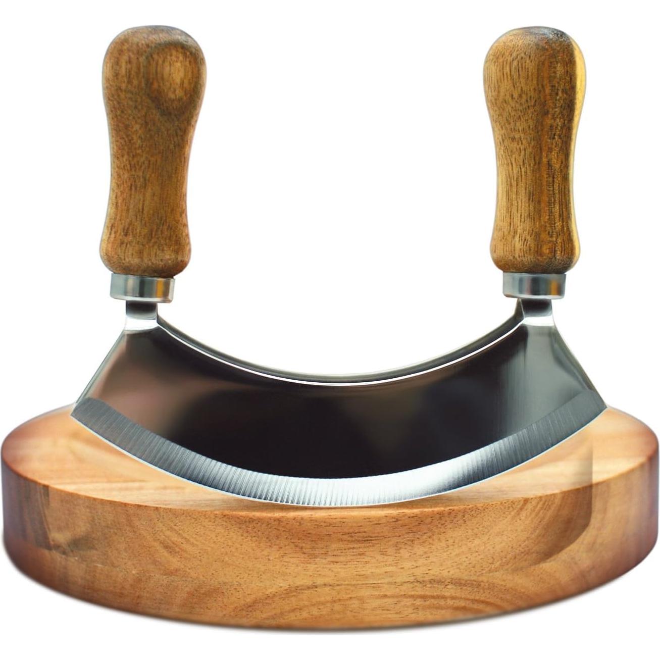 Cuchillo Mezzaluna TIYOORTA con Tabla de Cortar 20.32 cm