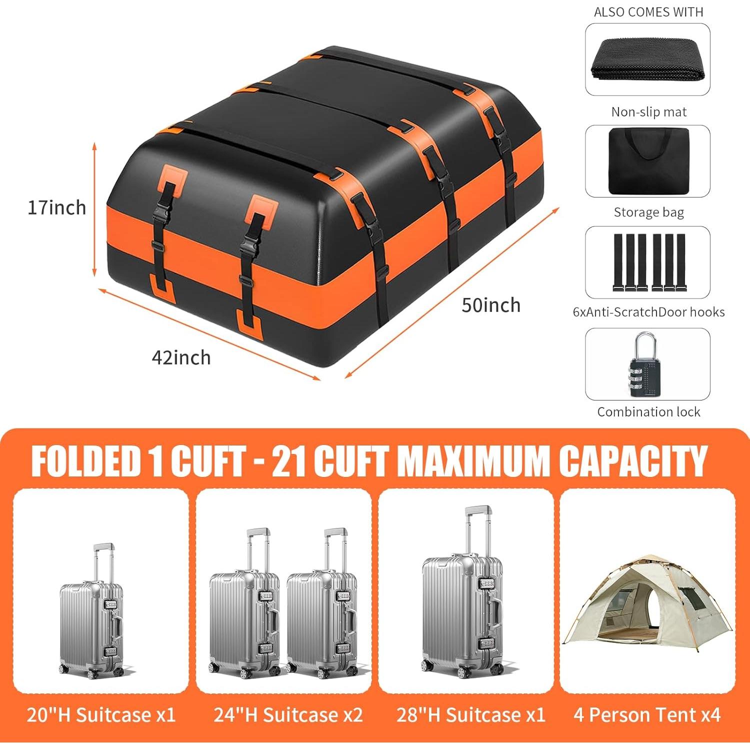 Bolsa de Carga de Techo Tldcdte 21 Pies Cúbicos Impermeable