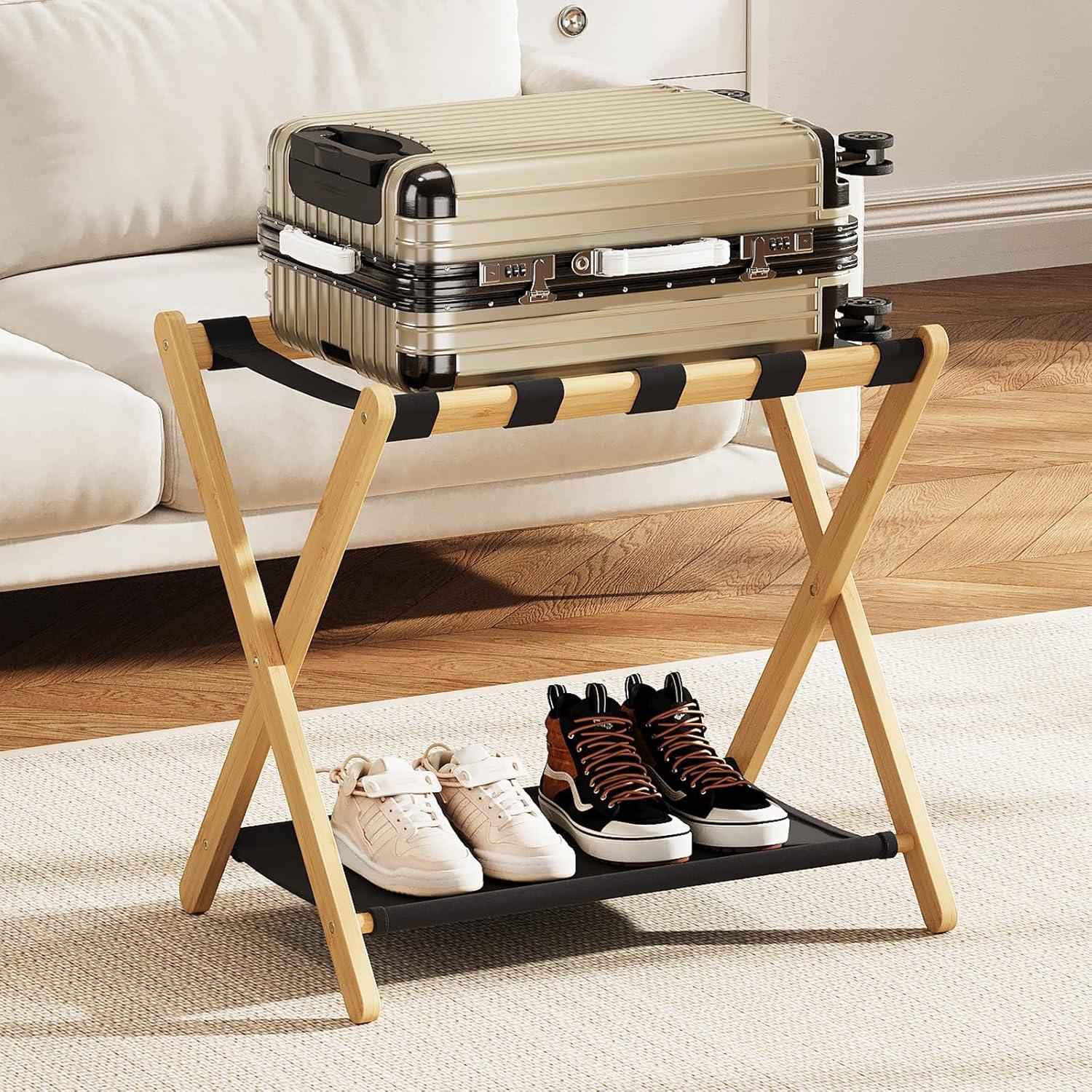 Soporte de Equipaje Plegable OAKVIVO 2 Paquetes Bambú 67.8 cm