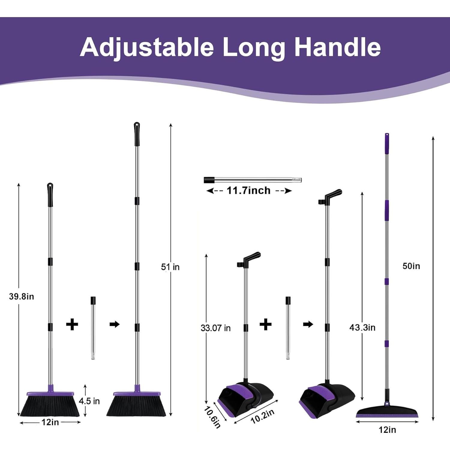 Juego de Escoba y Recogedor UDUK Morado 2 en 1 para Limpieza