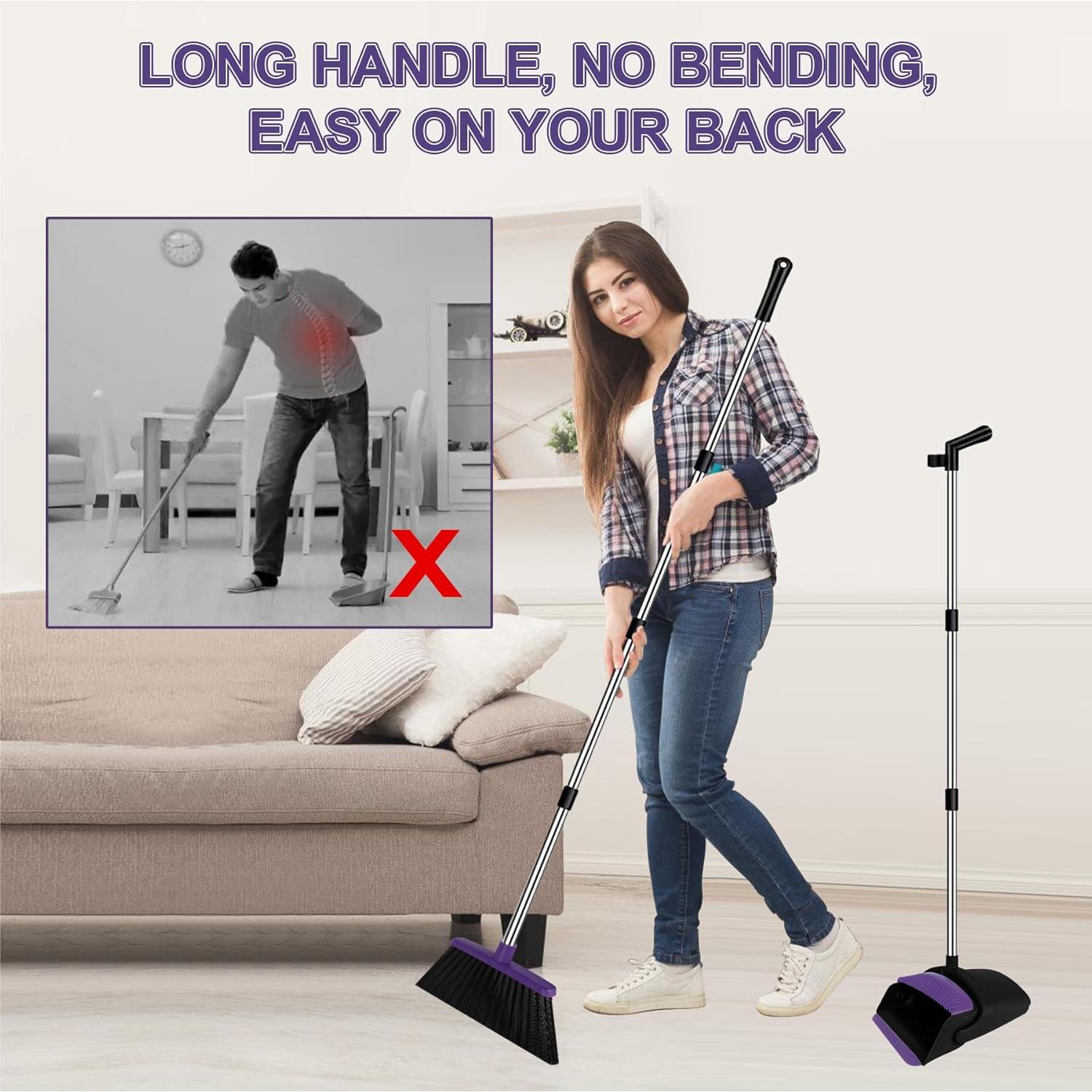 Juego de Escoba y Recogedor UDUK Morado 2 en 1 para Limpieza