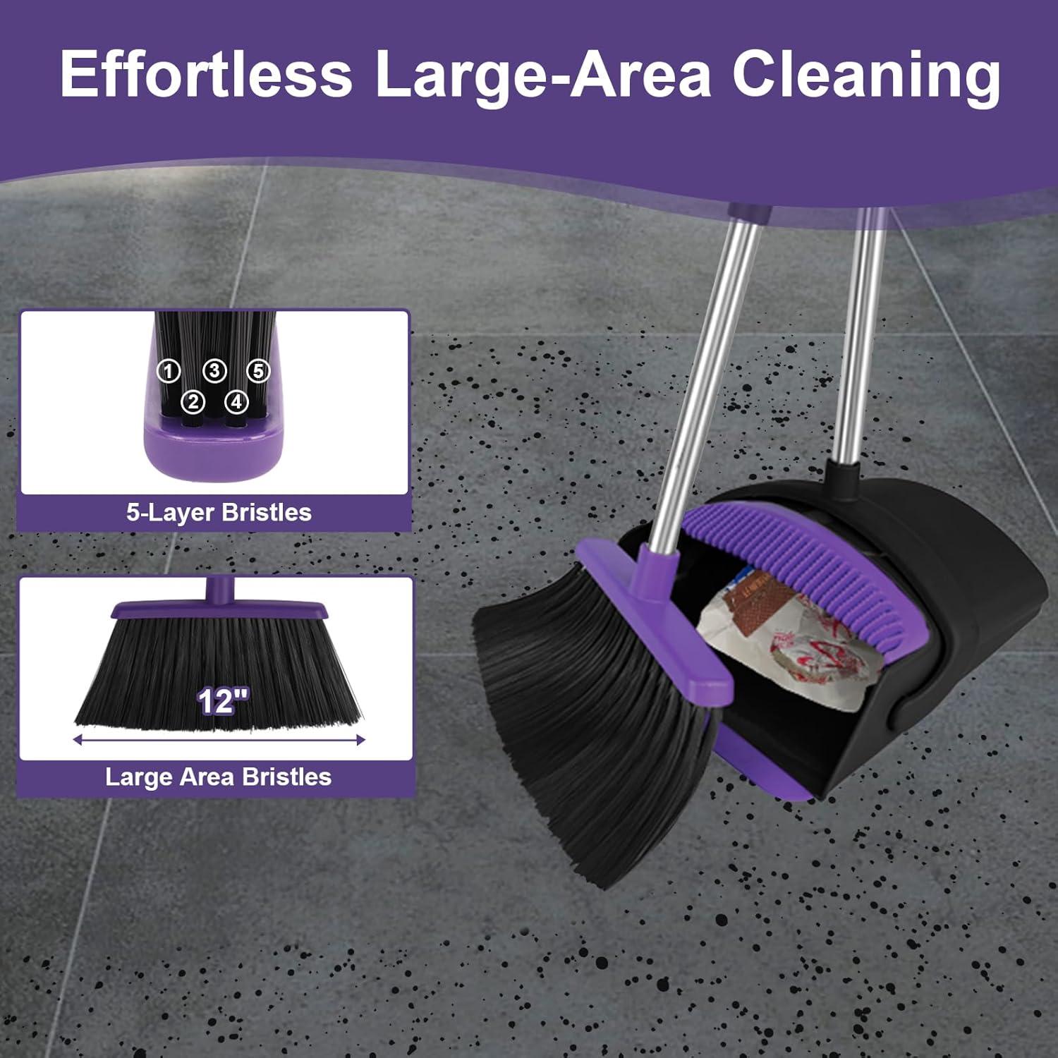 Juego de Escoba y Recogedor UDUK Morado 2 en 1 para Limpieza