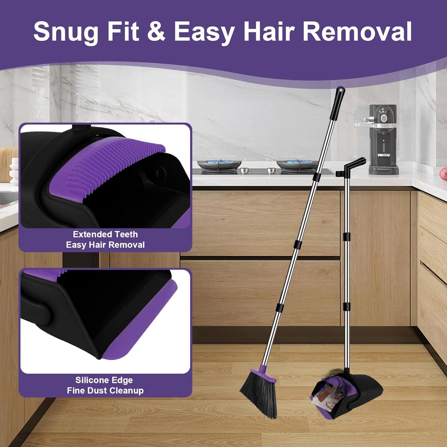 Juego de Escoba y Recogedor UDUK Morado 2 en 1 para Limpieza