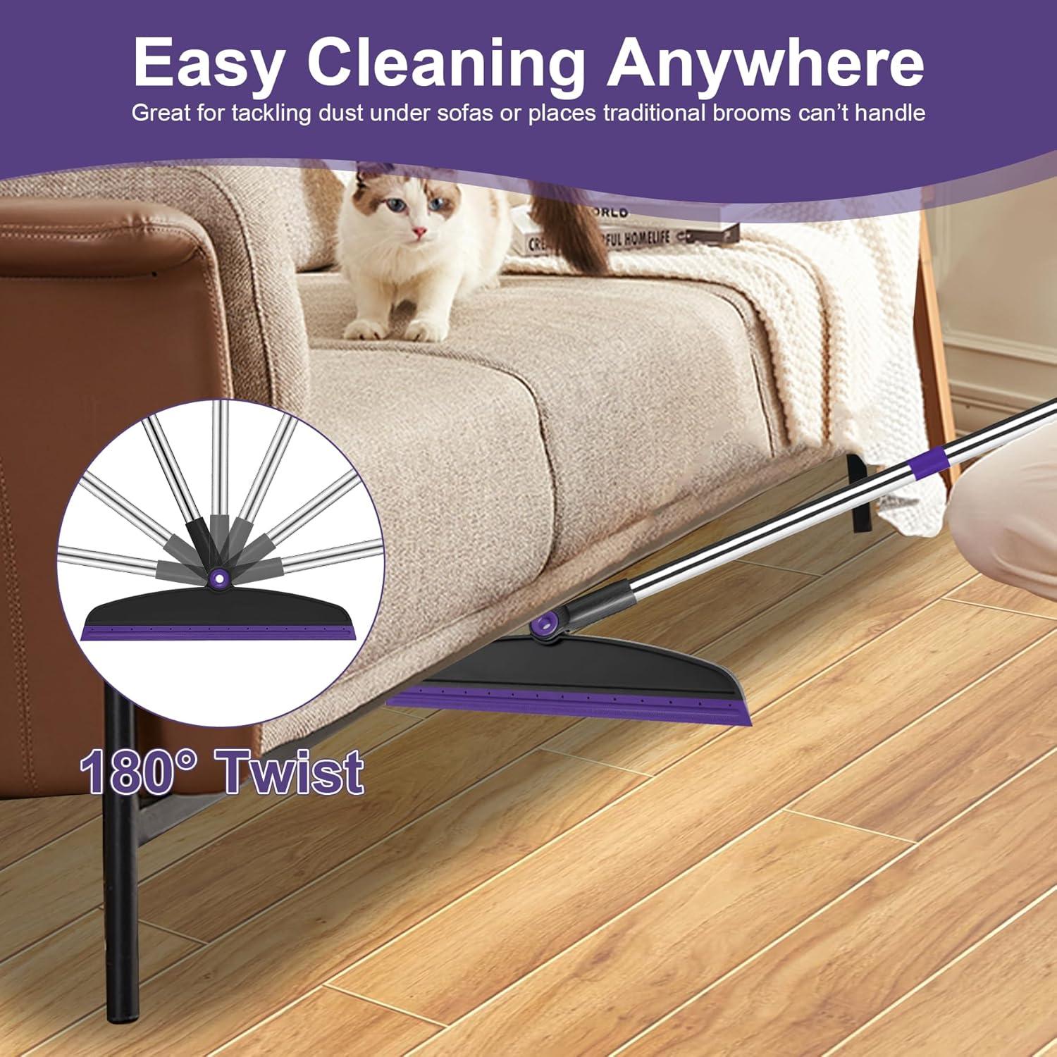 Juego de Escoba y Recogedor UDUK Morado 2 en 1 para Limpieza