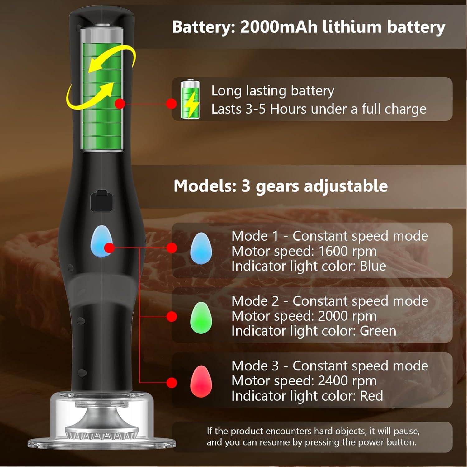 Ablandador de Carne Eléctrico YOTAN 37 Agujas Acero Inoxidable
