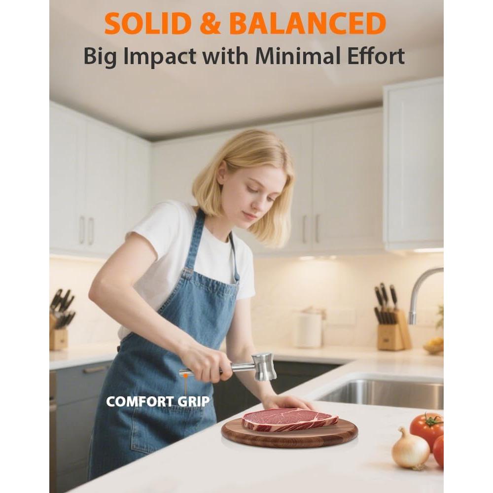 Martillo Aplanador de Carne Brigii MTD02 Acero Inoxidable 0.36kg
