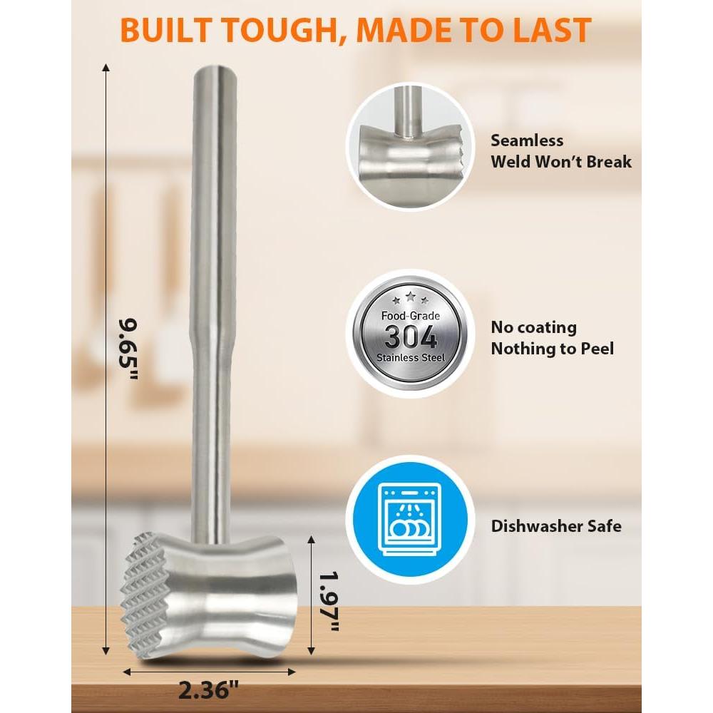 Martillo Aplanador de Carne Brigii MTD02 Acero Inoxidable 0.36kg