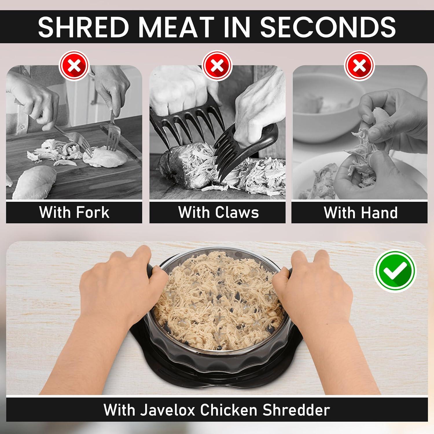 Desmenuzador de Pollo Javelox - Herramienta Ergonómica con Ablandador y Cepillo