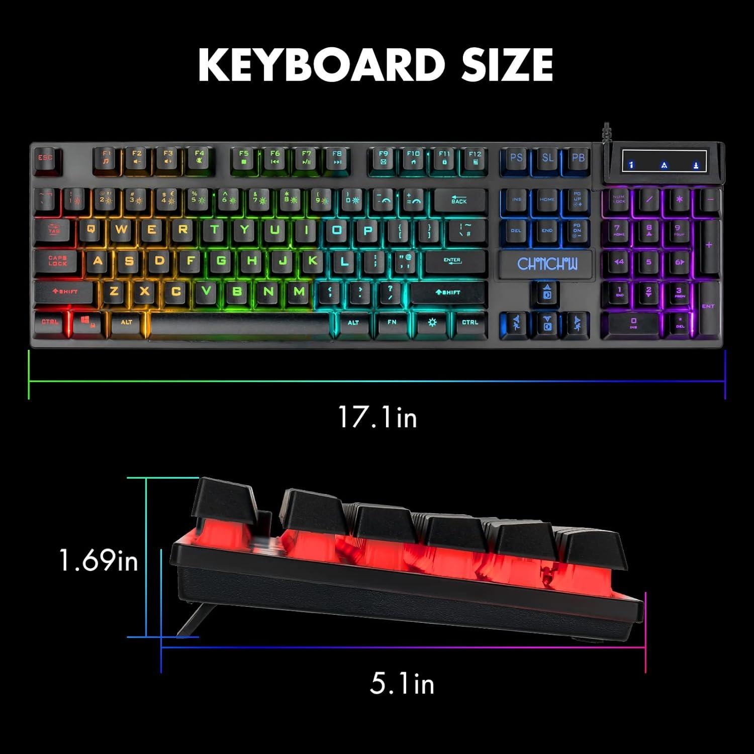 Teclado Gaming CHONCHOW Mecánico RGB USB 104 Teclas Negro