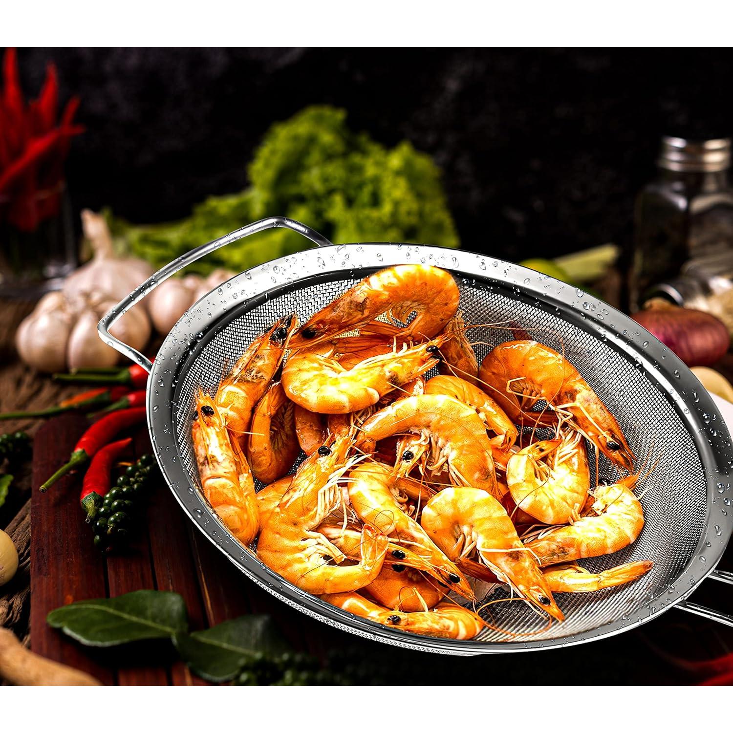 Colador de Malla Fina 23 cm KAFOOR con Mango de Caucho