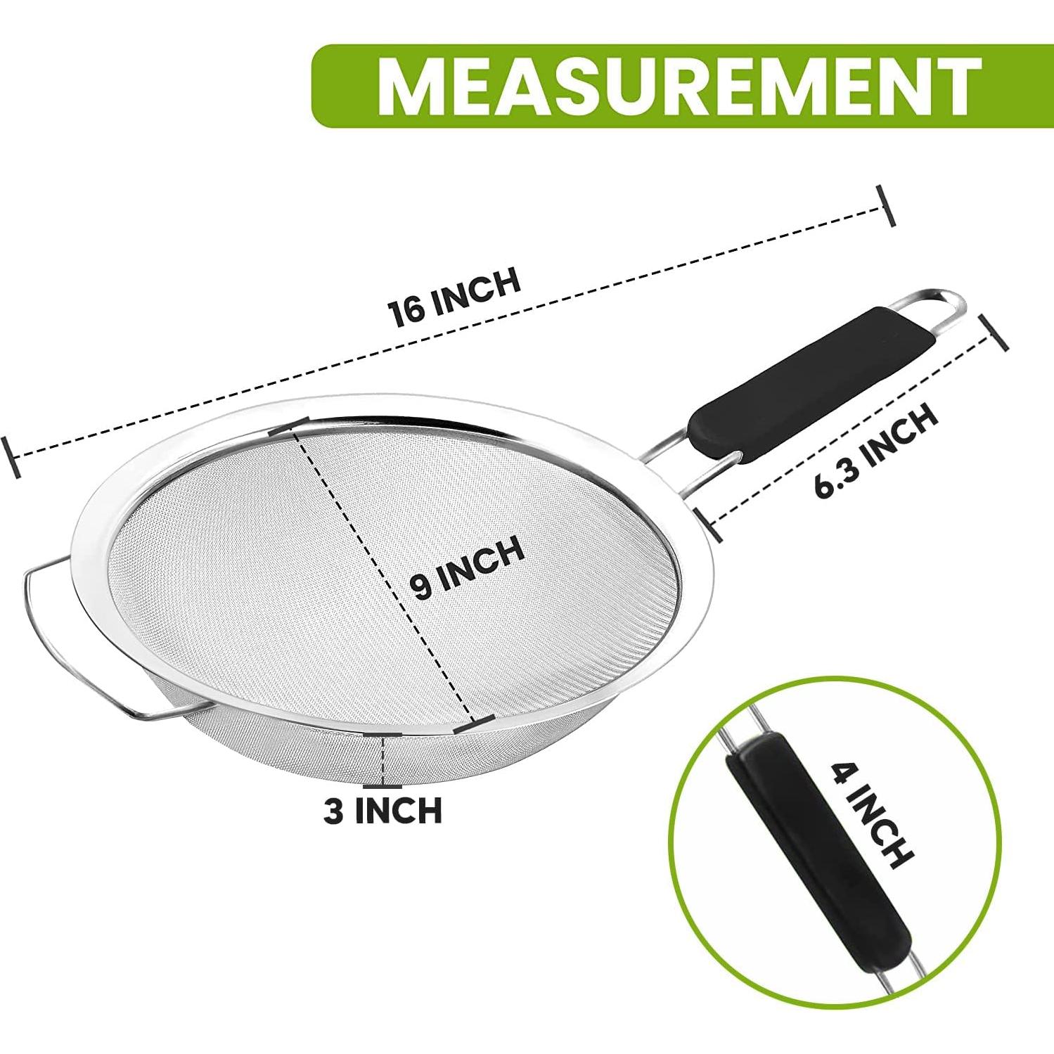 Colador de Malla Fina 23 cm KAFOOR con Mango de Caucho