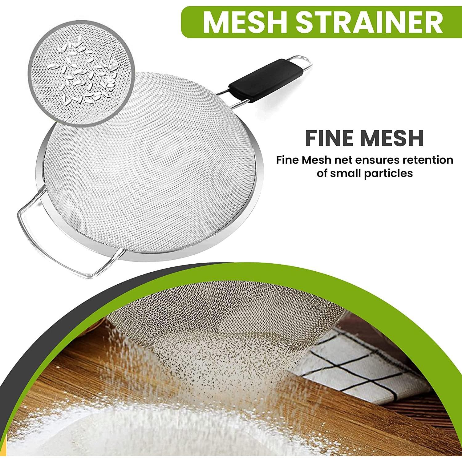 Colador de Malla Fina 23 cm KAFOOR con Mango de Caucho