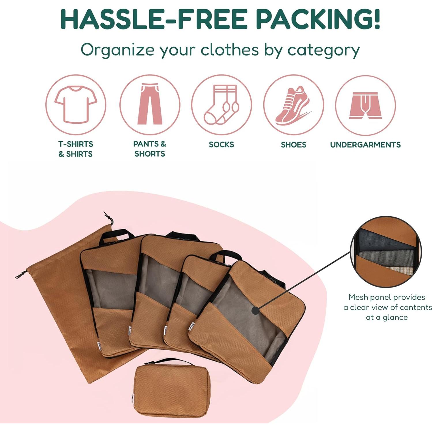 Cubos de Compresión Picnic - 6 Bolsas Organizadoras Expandibles