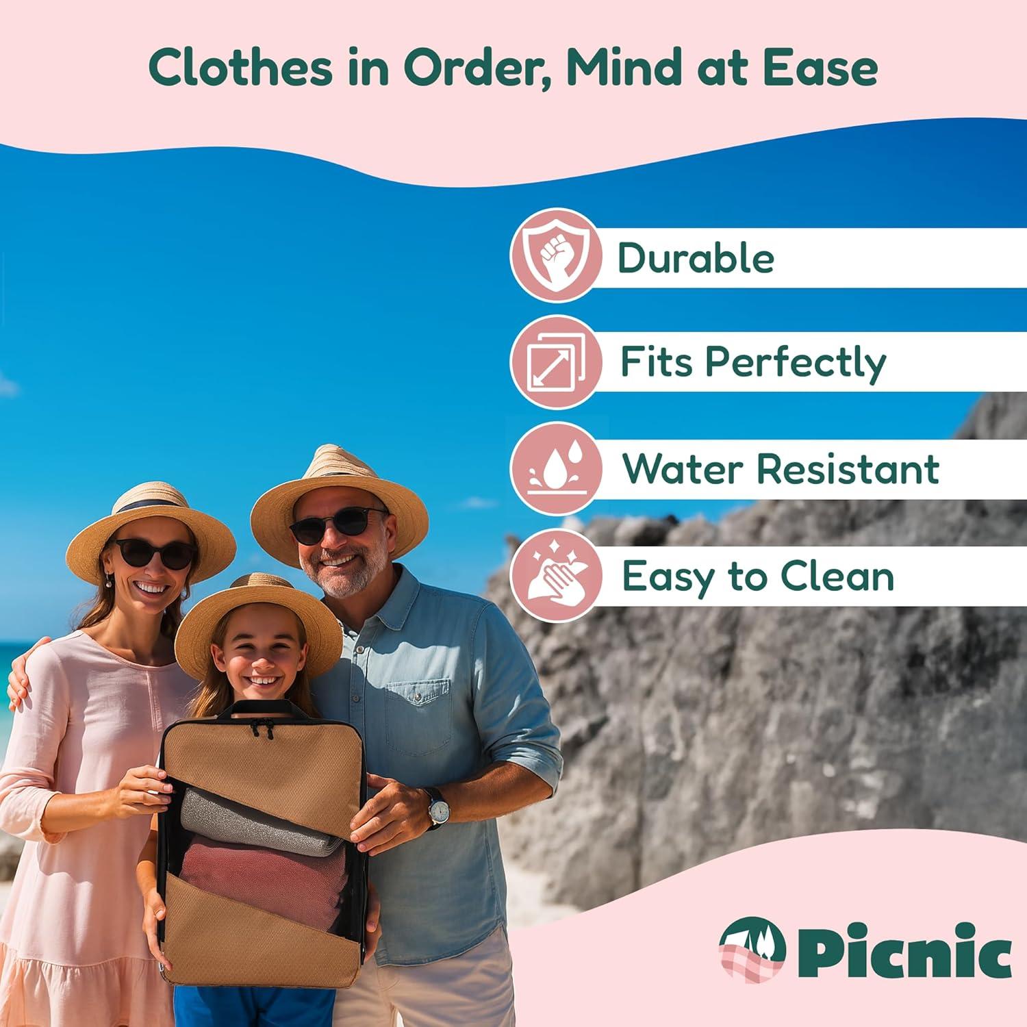 Cubos de Compresión Picnic - 6 Bolsas Organizadoras Expandibles