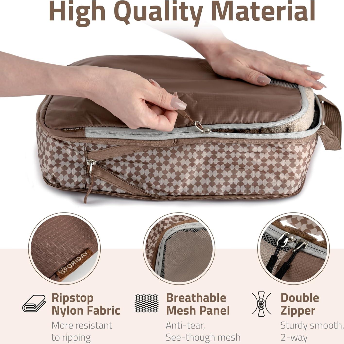 Conjunto de 8 Cubos de Compresión Oriday para Viaje - Beige