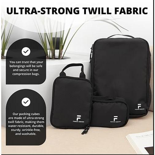 Juego de 8 Cubos de Compresión Focus Design - Negro