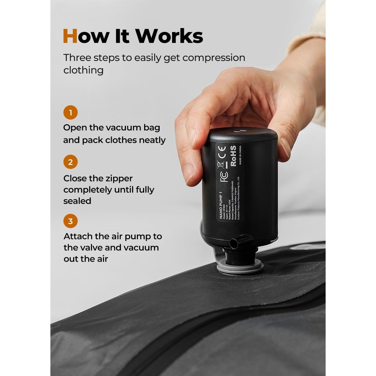 Bolsas de Vacío POIXM 2PC con Bomba, Impermeables 38x28cm