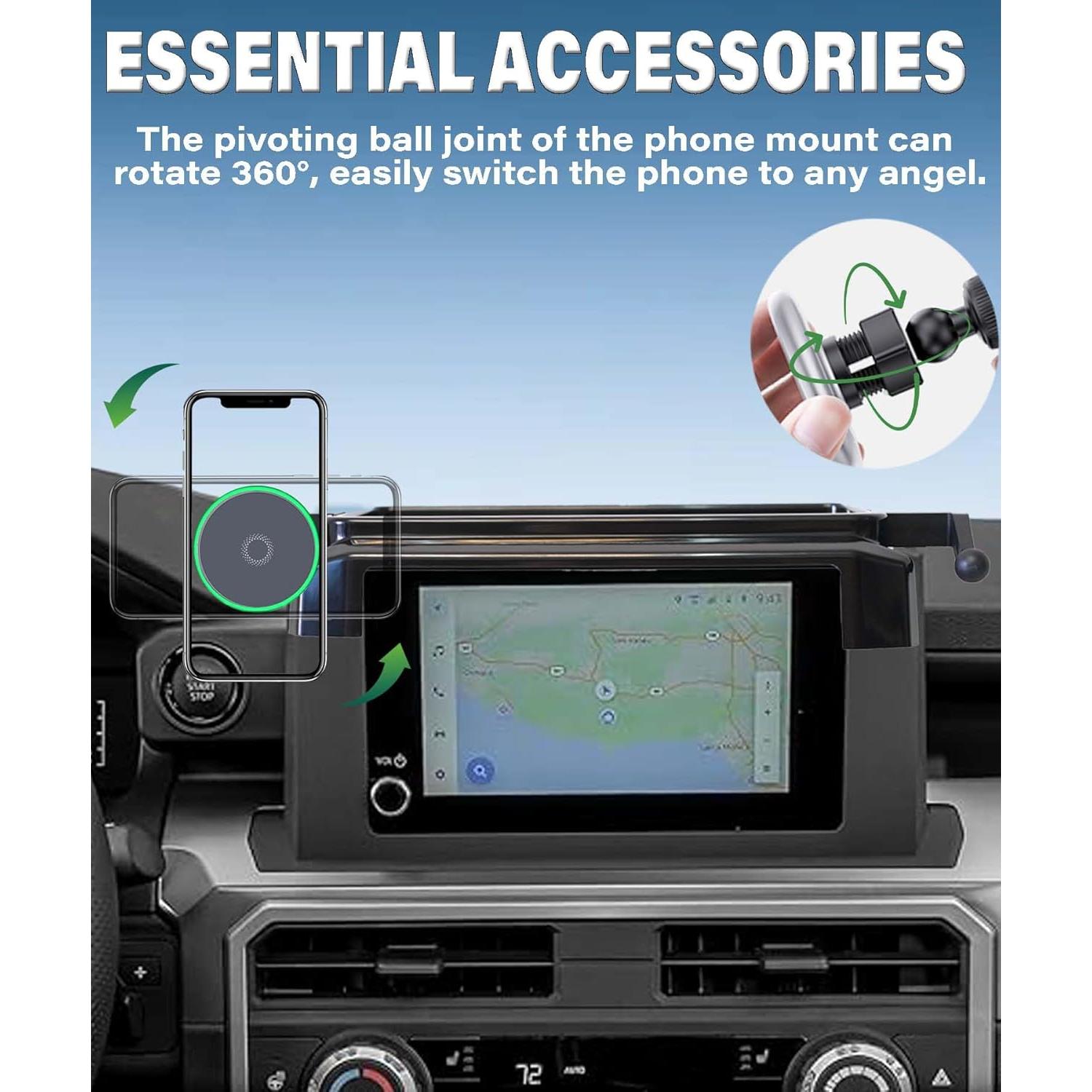 Soporte para Teléfono Toyota Tacoma 2024 2025 8" Carga Inalámbrica