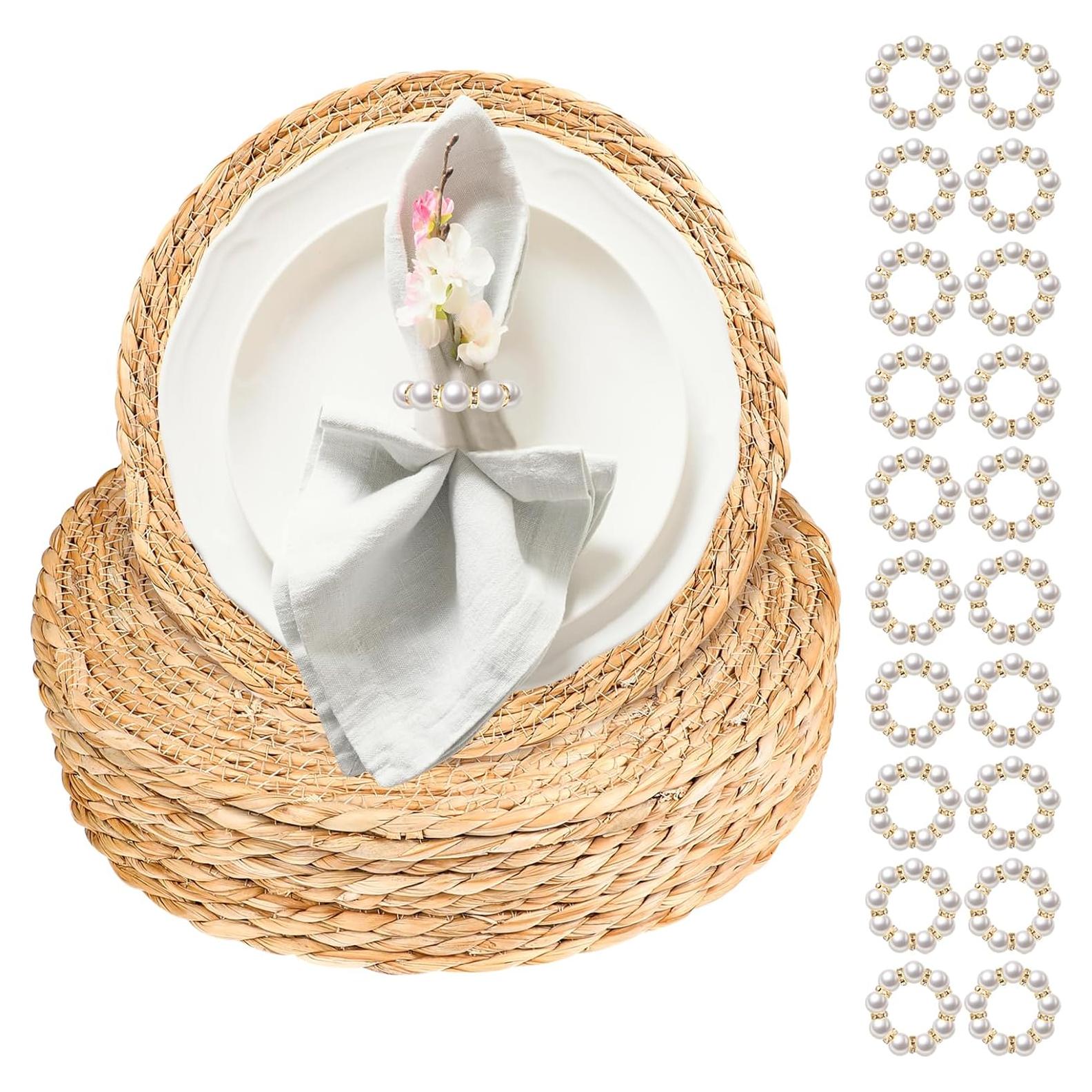 Set de 20 Manteles Individuales Redondos de Juncos 30.48 cm