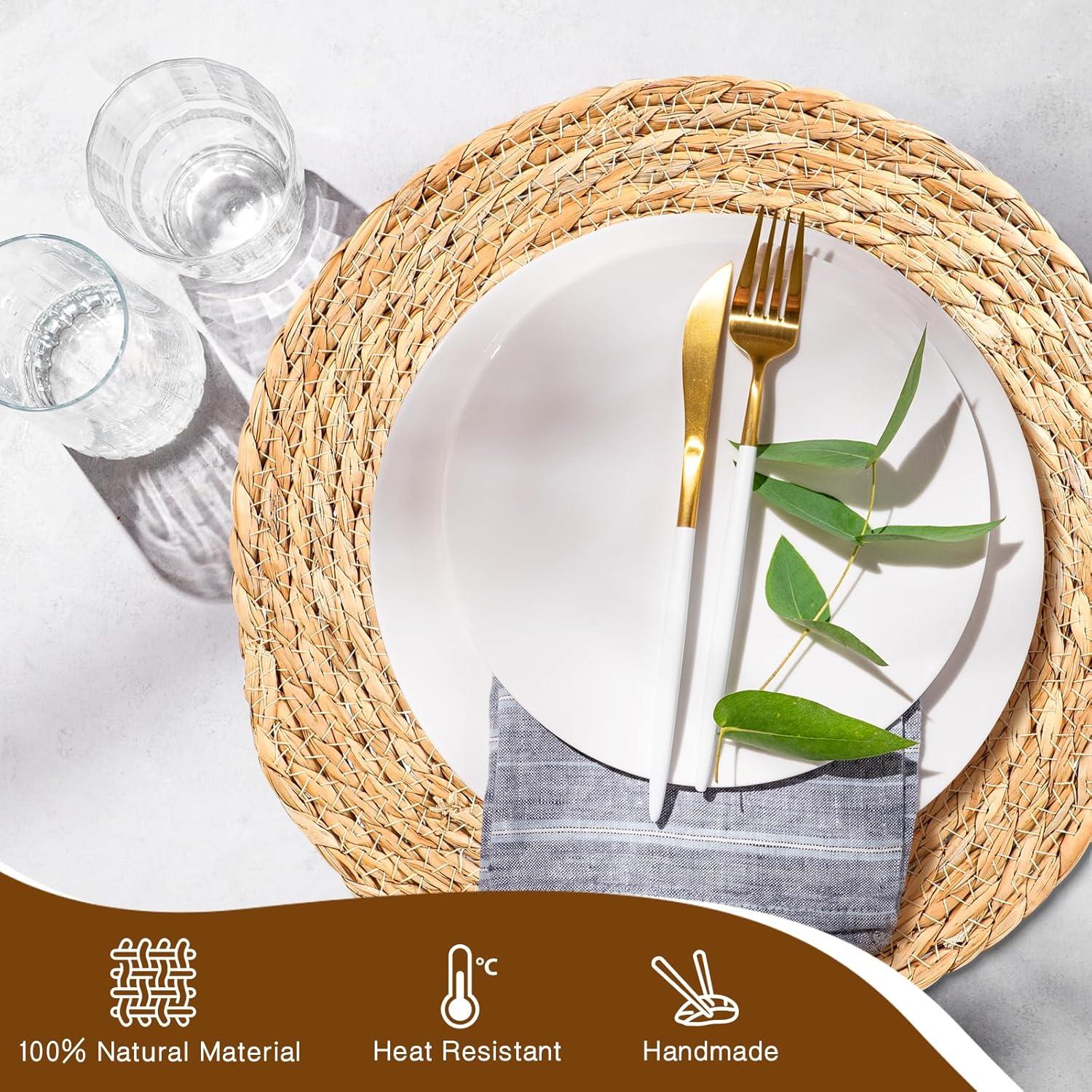 Set de 20 Manteles Individuales Redondos de Juncos 30.48 cm