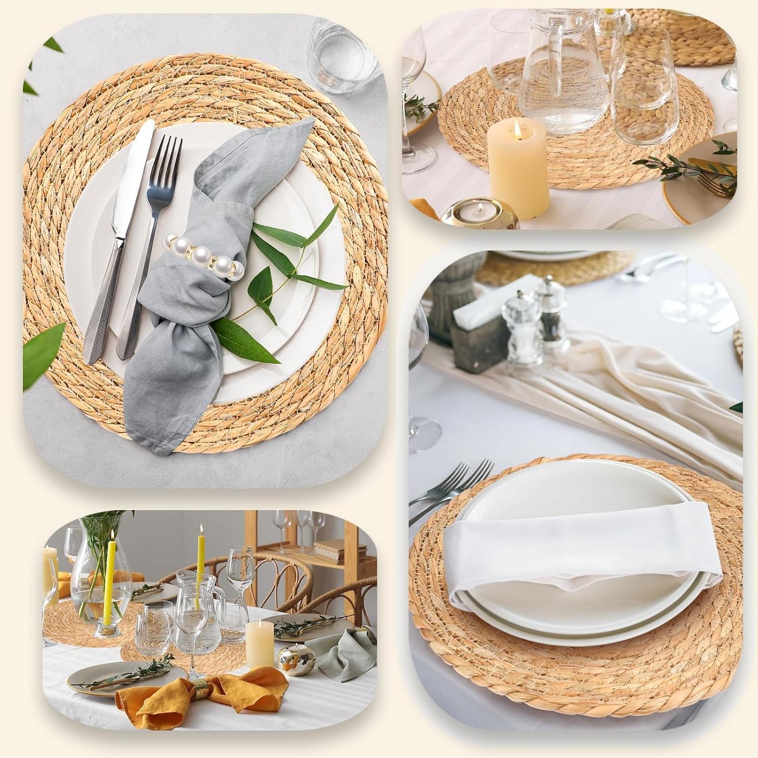 Set de 20 Manteles Individuales Redondos de Juncos 30.48 cm