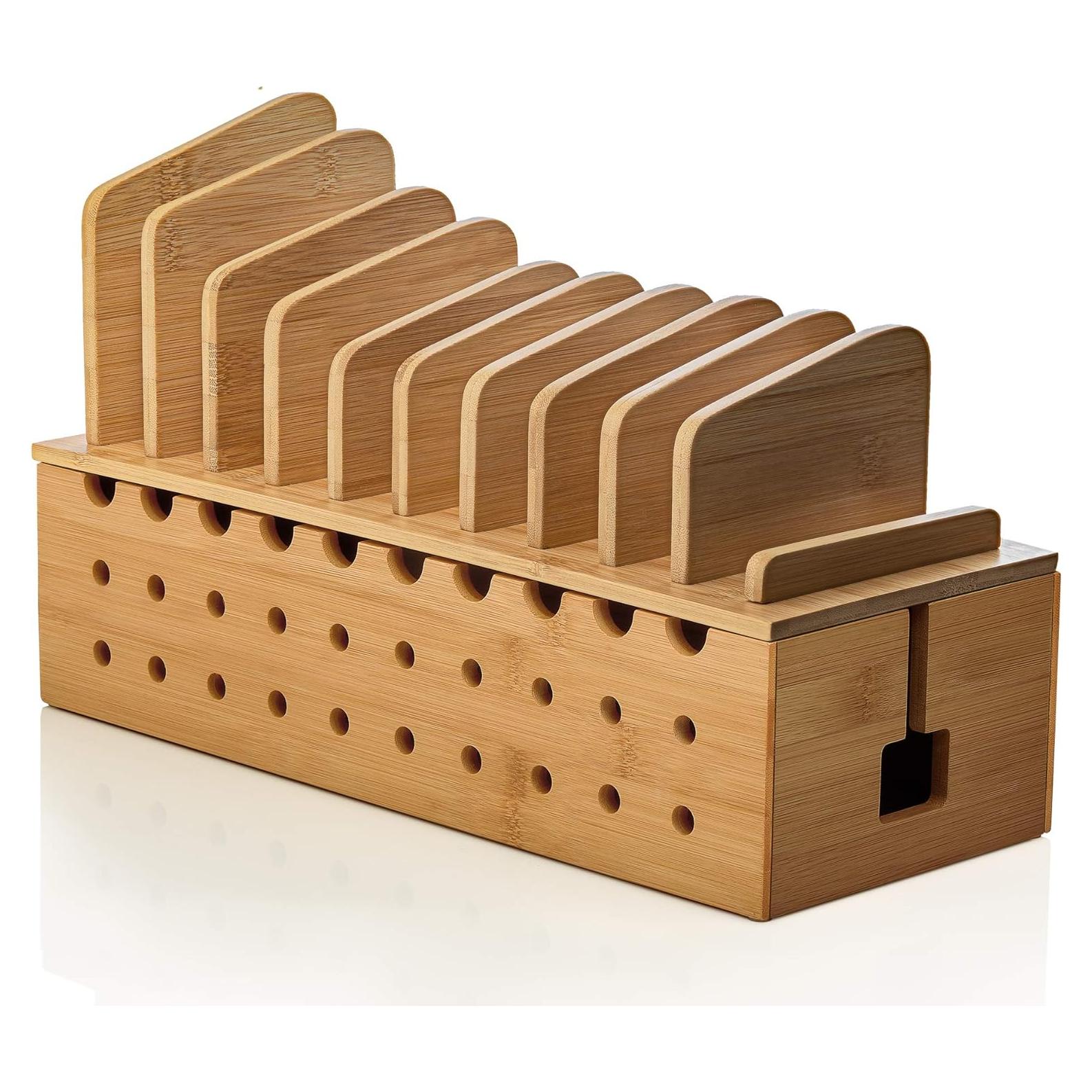 Estación de Carga de Bambú Prosumer's Choice para 10 Dispositivos