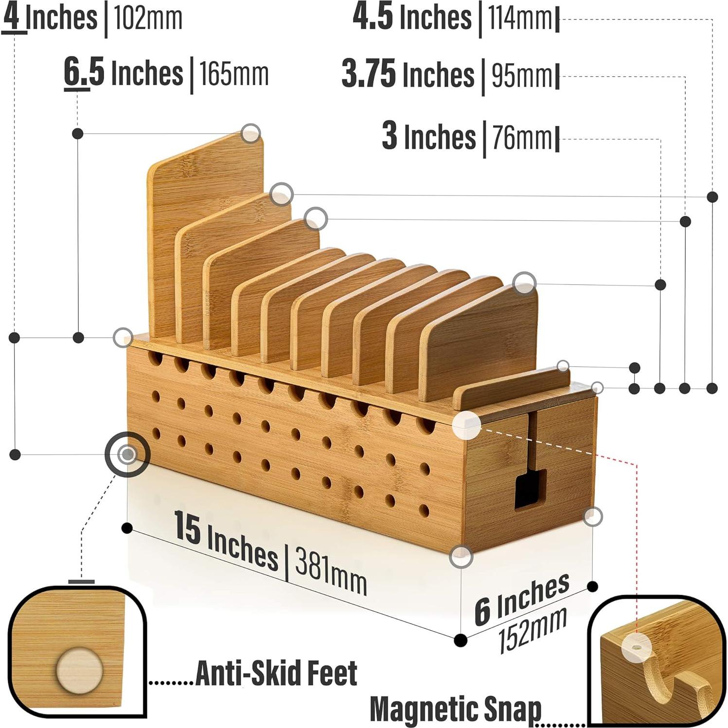 Estación de Carga de Bambú Prosumer's Choice para 10 Dispositivos