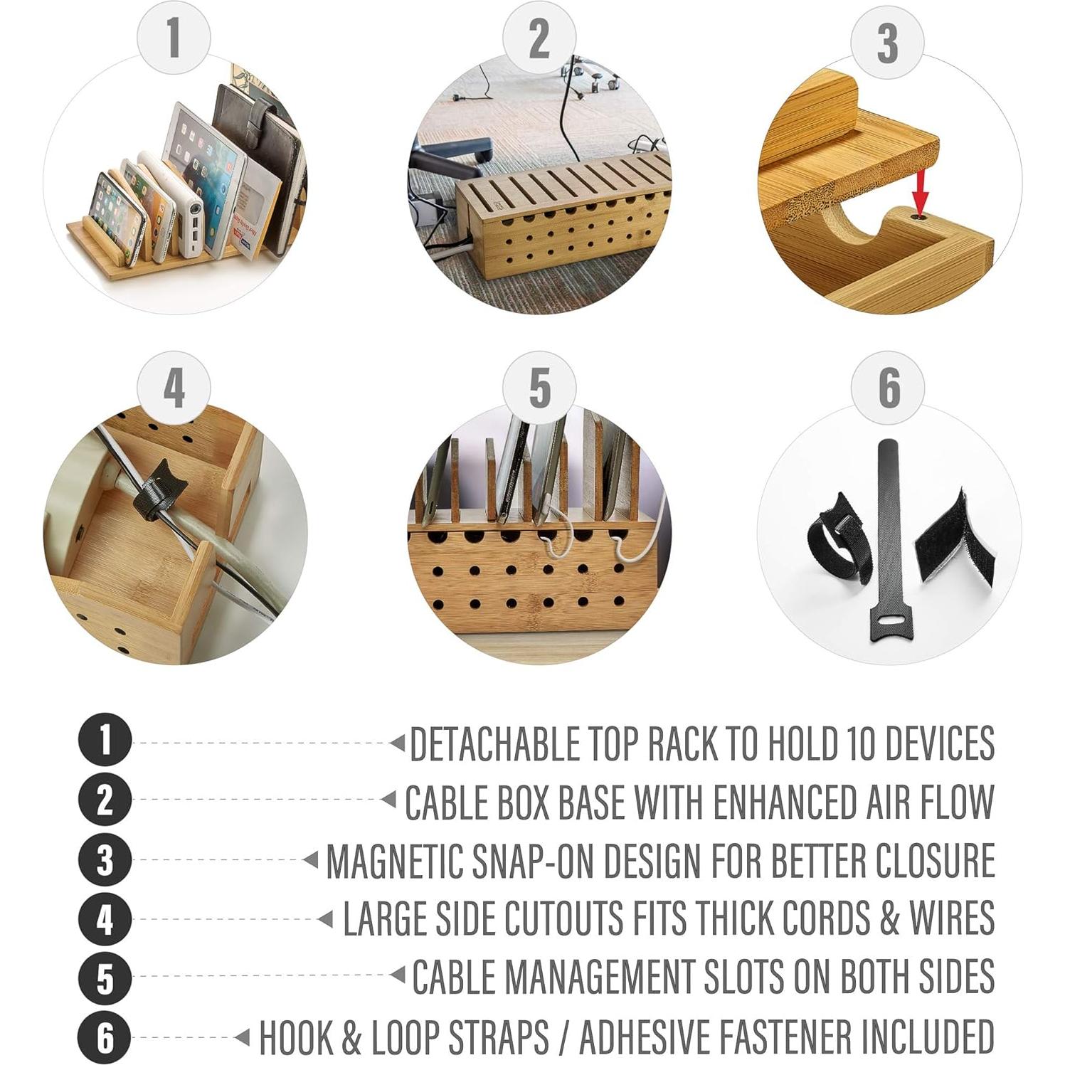 Estación de Carga de Bambú Prosumer's Choice para 10 Dispositivos